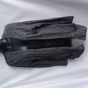 Pendleton Black & Silver Metallic Ribbed‎ Longline Cardigan Wool Blend Duster M